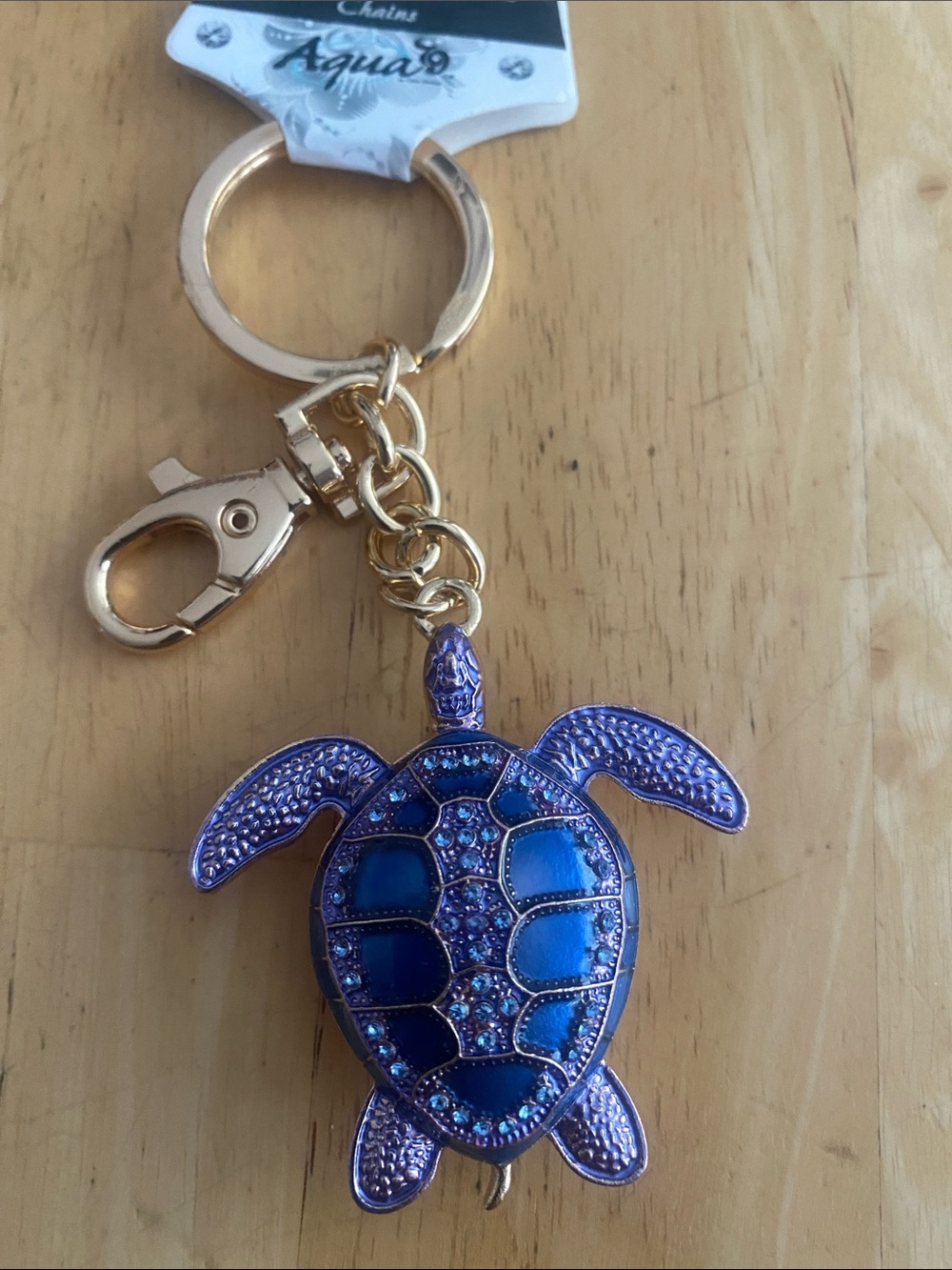 Purple Turtle bag Charm Keychain with crystals. NWT.